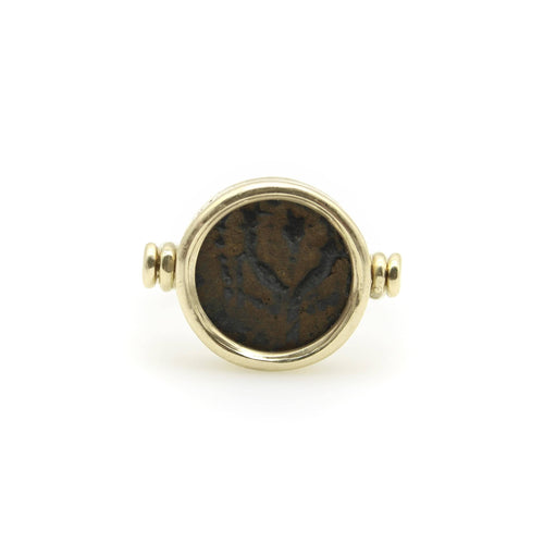 Ring 53 14K gold spinning ring with antique coin 58 Facettes A20087