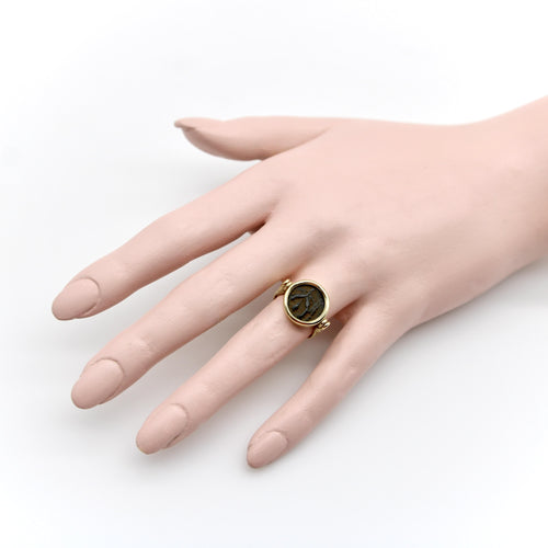 Ring 53 14K gold spinning ring with antique coin 58 Facettes A20087