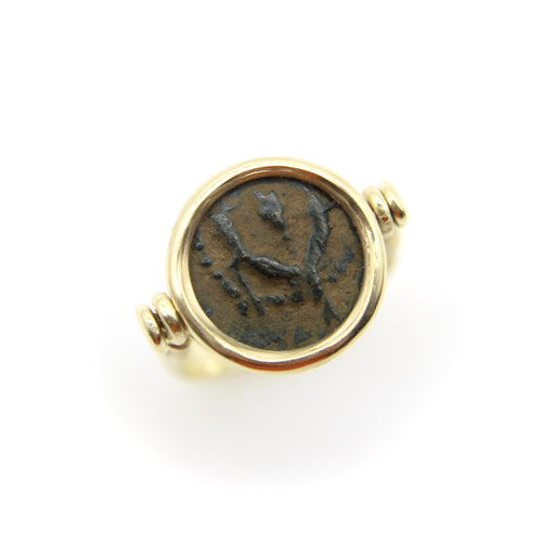 Ring 53 14K gold spinning ring with antique coin 58 Facettes A20087
