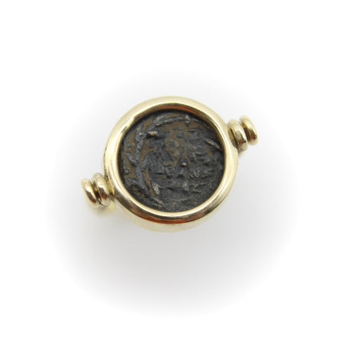 Ring 53 14K gold spinning ring with antique coin 58 Facettes A20087
