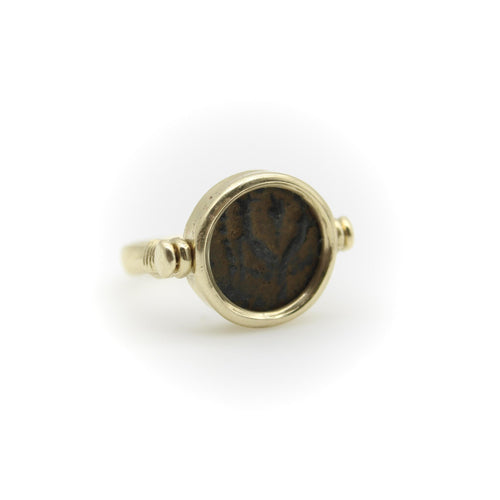 Ring 53 14K gold spinning ring with antique coin 58 Facettes A20087