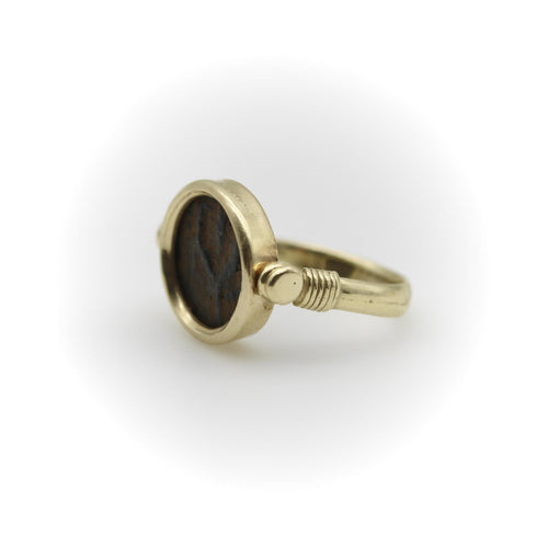 Ring 53 14K gold spinning ring with antique coin 58 Facettes A20087