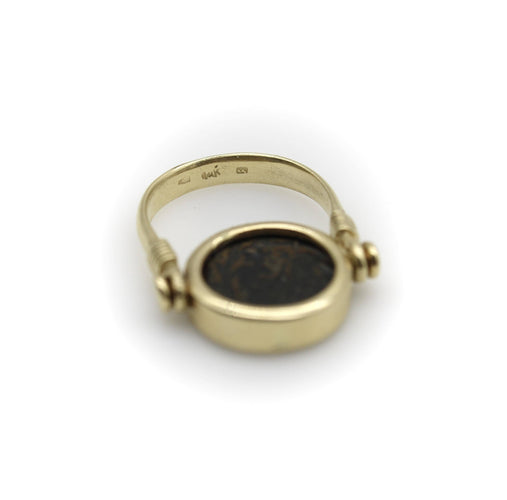 Ring 53 14K gold spinning ring with antique coin 58 Facettes A20087