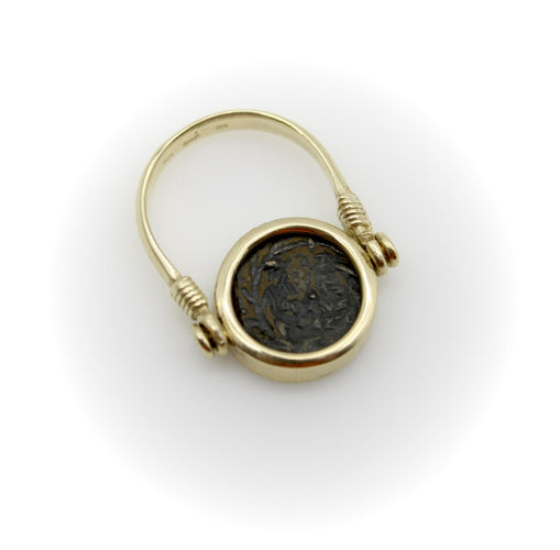 Ring 53 14K gold spinning ring with antique coin 58 Facettes A20087