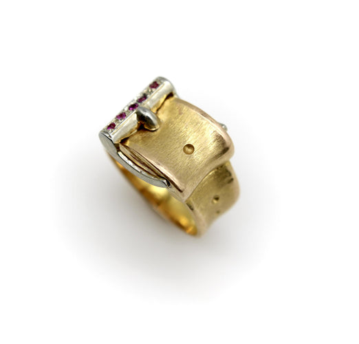 Anillo 51 Anillo con cierre italiano de oro de 18 quilates y rubíes 58 Facettes A20085