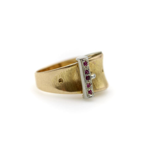 Anillo 51 Anillo con cierre italiano de oro de 18 quilates y rubíes 58 Facettes A20085