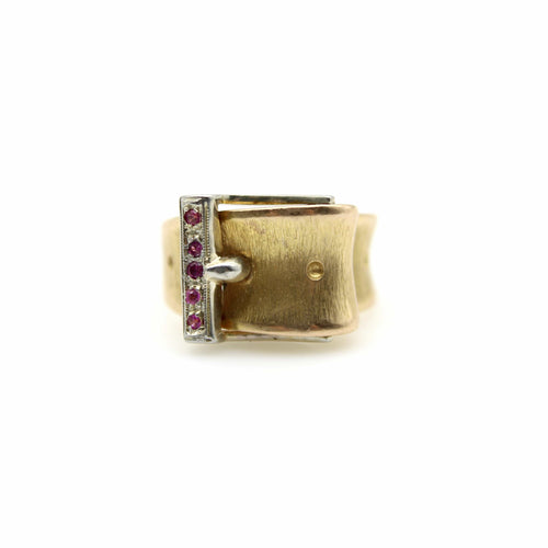 Anillo 51 Anillo con cierre italiano de oro de 18 quilates y rubíes 58 Facettes A20085