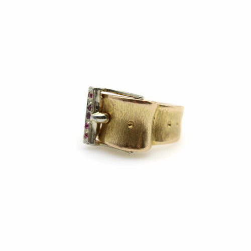 Anillo 51 Anillo con cierre italiano de oro de 18 quilates y rubíes 58 Facettes A20085