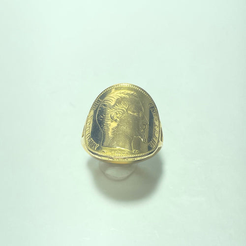 Napoleonring 20 franc i 18 karats gult guld 58 Facettes 260109