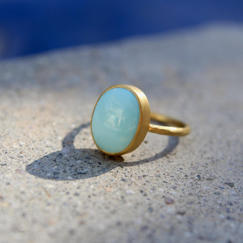 Bague 53 Farideh - Bague en or 24K et turquoise persane 58 Facettes A2007W