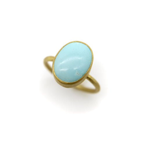 Bague 53 Farideh - Bague en or 24K et turquoise persane 58 Facettes A2007W