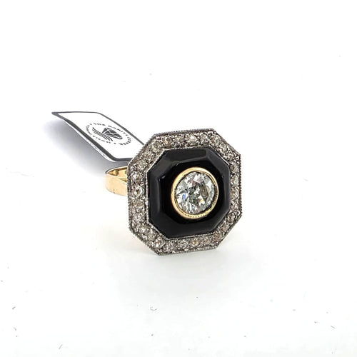 Bague 53 Bague en or jaune et blanc 18 kt avec diamants 58 Facettes 299/26 D