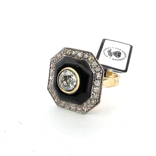 Bague 53 Bague en or jaune et blanc 18 kt avec diamants 58 Facettes 299/26 D