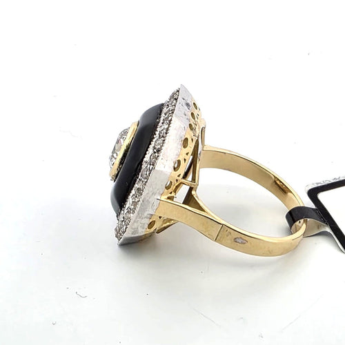 Bague 53 Bague en or jaune et blanc 18 kt avec diamants 58 Facettes 299/26 D