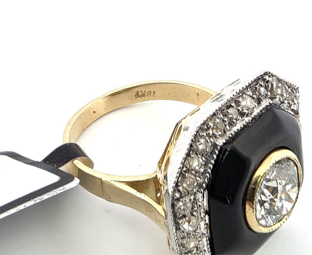 Bague 53 Bague en or jaune et blanc 18 kt avec diamants 58 Facettes 299/26 D