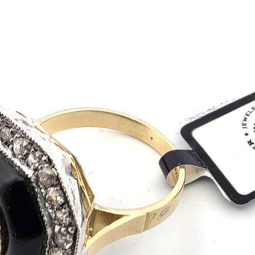 Bague 53 Bague en or jaune et blanc 18 kt avec diamants 58 Facettes 299/26 D
