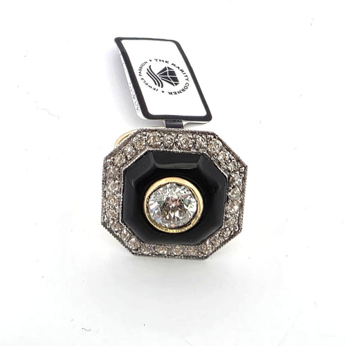 Bague 53 Bague en or jaune et blanc 18 kt avec diamants 58 Facettes 299/26 D