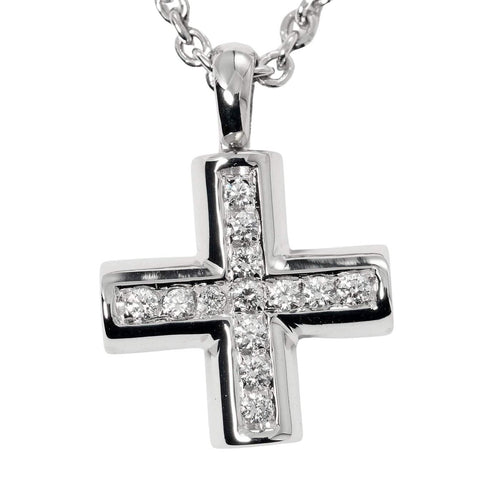 Pendentif Bvlgari Croce - Pendentif en or blanc 18K et diamants pavés 58 Facettes bbs0qdjdva