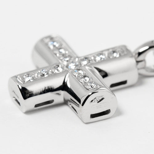 Collier Bvlgari - Collier Croce en or blanc 18K et diamants pavés 58 Facettes bbs0qdjdva