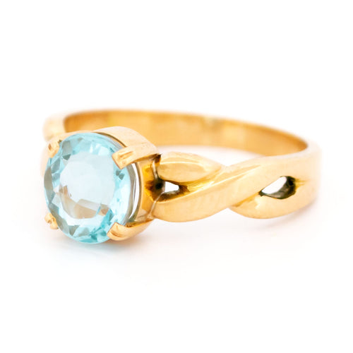 Bague 54.5 Bague en or 18k avec aigue-marine 58 Facettes C55F3438342149E987E65848C1D769E4