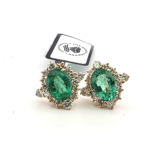 Boucles d'oreilles Boucles d’oreilles - or jaune avec émeraudes et diamants 58 Facettes 68/26 B