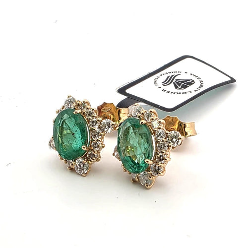 Boucles d'oreilles Boucles d’oreilles - or jaune avec émeraudes et diamants 58 Facettes 68/26 B