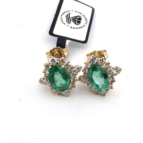 Boucles d'oreilles Boucles d’oreilles - or jaune avec émeraudes et diamants 58 Facettes 68/26 B