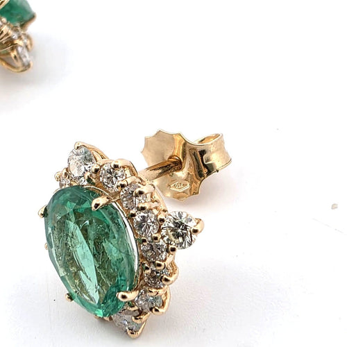 Boucles d'oreilles Boucles d’oreilles - or jaune avec émeraudes et diamants 58 Facettes 68/26 B