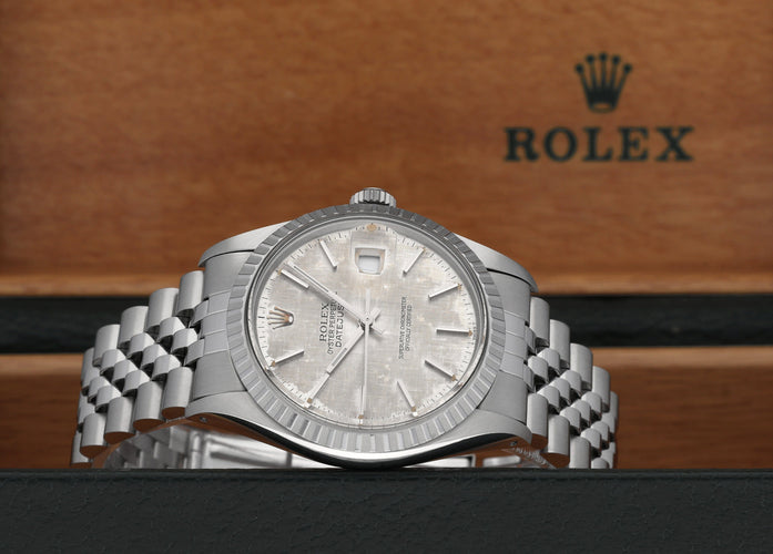 Montre Rolex Datejust - Montre 36 mm en acier, cadran gris Tropical Linen, 1987 58 Facettes ROL/DJ1/1169