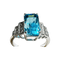 Bague 54 Bague Art déco en or blanc, zircon bleu et diamants 58 Facettes 7849 A