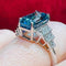 Bague 54 Bague Art déco en or blanc, zircon bleu et diamants 58 Facettes 7849 A