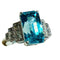 Bague 54 Bague Art déco en or blanc, zircon bleu et diamants 58 Facettes 7849 A