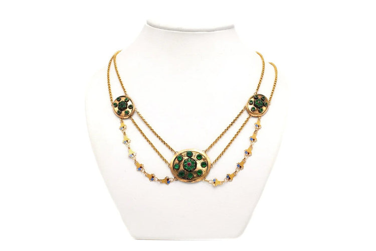 Collier Napoléon III - Collier en or jaune 18 carats, émail et strass 58 Facettes 23061