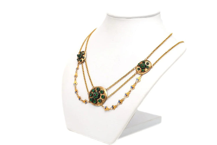 Collier Napoléon III - Collier en or jaune 18 carats, émail et strass 58 Facettes 23061