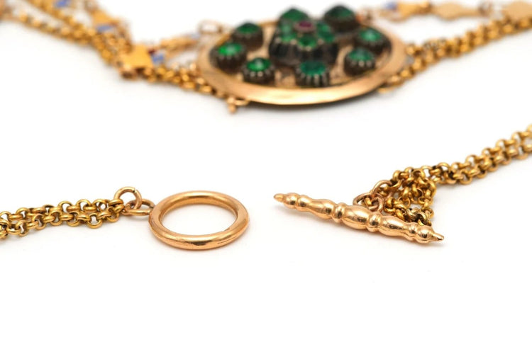 Collier Napoléon III - Collier en or jaune 18 carats, émail et strass 58 Facettes 23061
