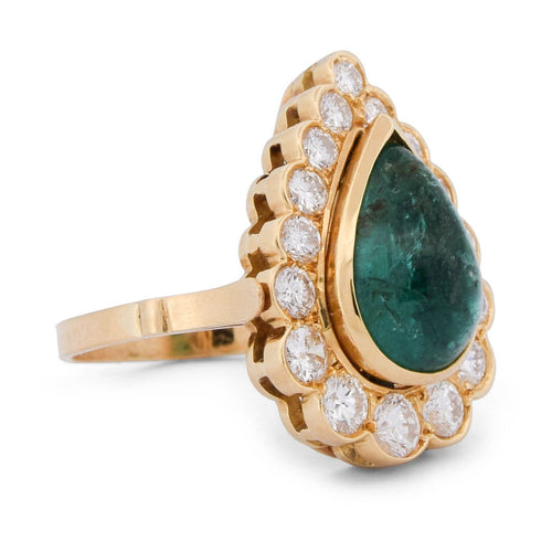 Bague 55 Bague en or jaune 18k, émeraude et diamants 58 Facettes AN114 (00829)