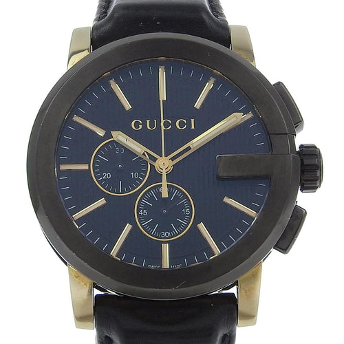 Montre Gucci 101G - Montre chronographe quartz en acier inoxydable et cuir Guccissima 58 Facettes adkakg