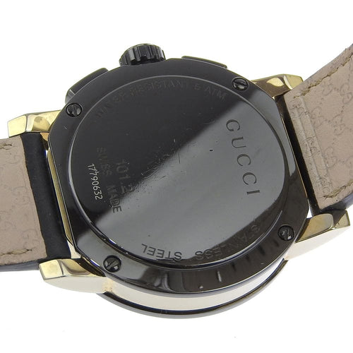 Montre Gucci 101G - Montre chronographe quartz en acier inoxydable et cuir Guccissima 58 Facettes adkakg