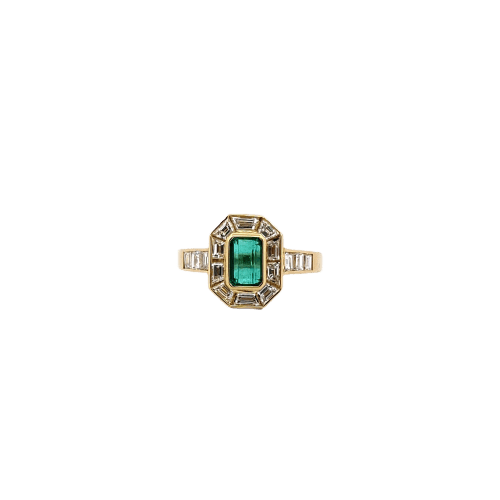 Bague 54 Anello - Smeraldo et diamants en or jaune 58 Facettes
