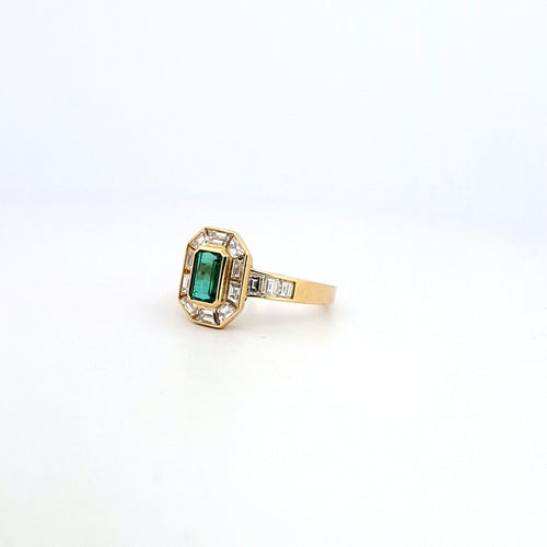 Bague 54 Anello - Smeraldo et diamants en or jaune 58 Facettes