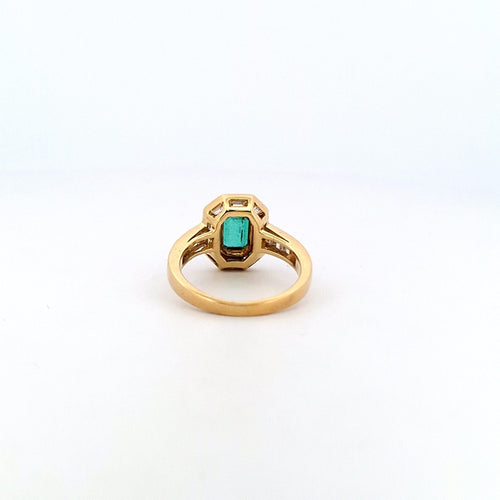 Bague 54 Anello - Smeraldo et diamants en or jaune 58 Facettes