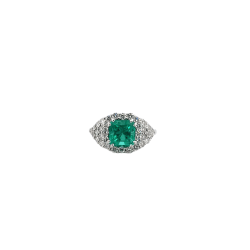 Bague Anello en or blanc avec émeraude et diamants 58 Facettes