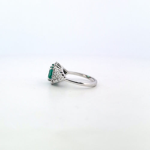 Bague Anello en or blanc avec émeraude et diamants 58 Facettes