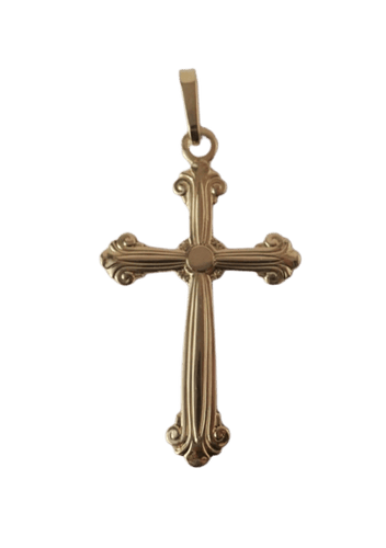 Pendentif Croix - Pendentif vintage godronné en or jaune 18 carats 58 Facettes Pendentif