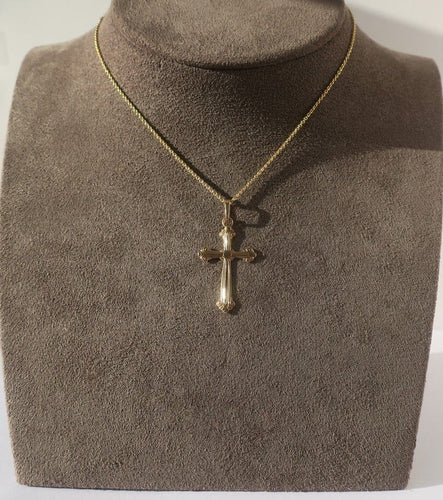Pendentif Croix - Pendentif vintage godronné en or jaune 18 carats 58 Facettes Pendentif