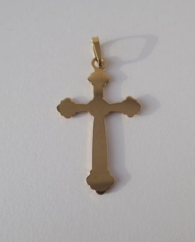 Pendentif Croix - Pendentif vintage godronné en or jaune 18 carats 58 Facettes Pendentif