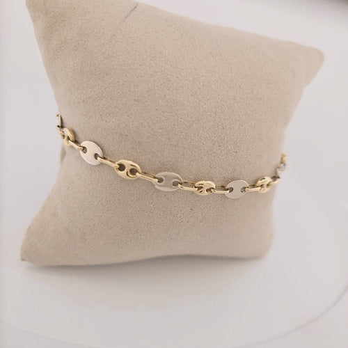 Bracelet Bracelet grain de café en or jaune et blanc 18 carats 58 Facettes 3042144