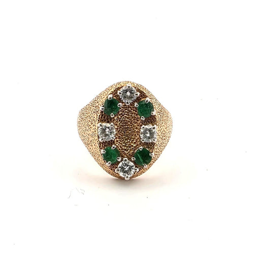 Bague 48 Bague en or jaune 18 kt, diamants et émeraudes 58 Facettes 340/26 A 173/26