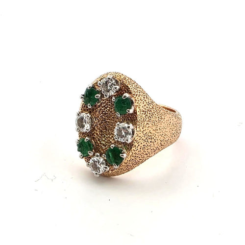 Bague 48 Bague en or jaune 18 kt, diamants et émeraudes 58 Facettes 340/26 A 173/26
