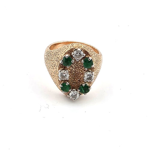 Bague 48 Bague en or jaune 18 kt, diamants et émeraudes 58 Facettes 340/26 A 173/26
